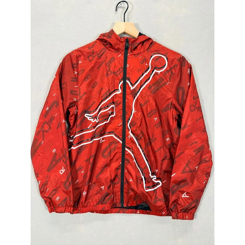 Jordan Kids Red Jumpman Logo Windbreaker Jacket School Sporty Basketball Large